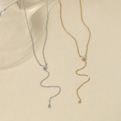 Collana Lariat A Forma Di Y Con Farfalla Acciaio Inossidabile 304 Zircone Scintillante Catena Con Nappa Gioielli Minimalisti Donna