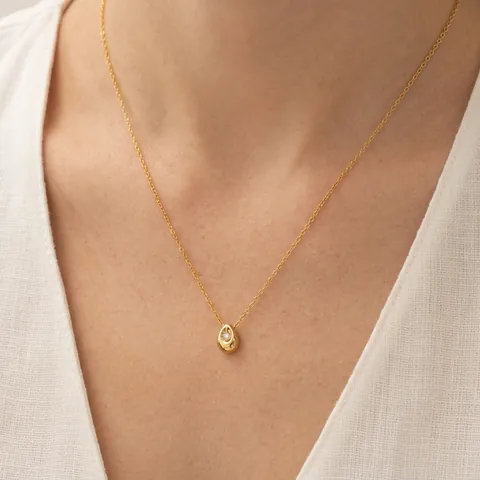 Collar con Colgante de Gota de Agua de Acero Inoxidable Minimalista Redondo Geométrico Circonia Joyas para Mujer Regalo