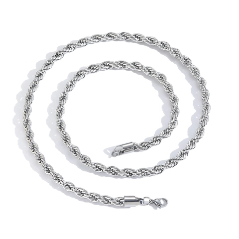 Stainless Steel Rope Chain Necklace For Men Women Hip Hop Twist Chain Vacuum Plated Gold Silver Black Rose Gold Fashion Jewelry
