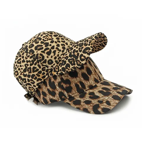 Casquette De Baseball Léopard Femme Coton Polyester Couronne Structurée Protection Solaire Chapeau Réglable