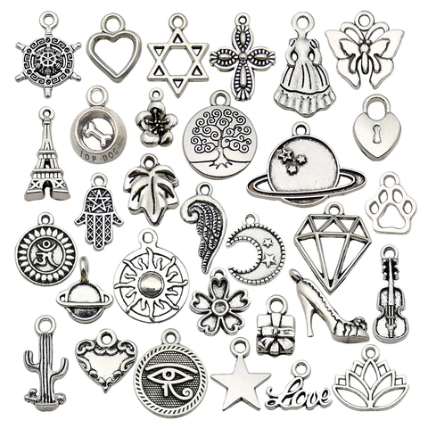 Dijes De Aleación De Plata Antigua Colgantes De Metal Vintage Para Hacer Joyas DIY Pulseras Collares Llaveros Accesorios