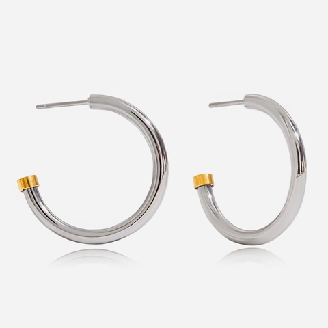 Minimalistische C-Form Creolen Zweifarbig Gold Silber Edelstahl Wasserdicht Hypoallergen Schmuck Für Damen