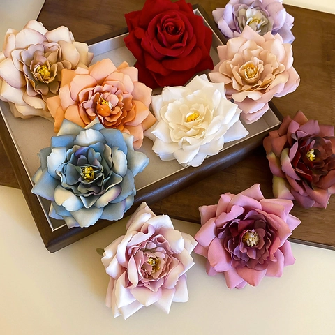 Pinza De Pelo Con Flor De Rosa De Tela Floral Artificial Aleación Pico De Pato Horquilla Para Mujer Vacaciones Accesorio Dulce