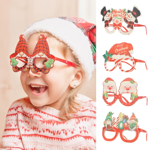 Montature Per Occhiali Di Natale Plastica Stoffa Cartone Animato Accessori Per Feste Decorazioni Natalizie Adulti Bambini