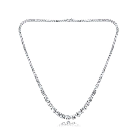 Hip Hop Hipster Abgestufte Zirkonia Tennis-Kette Kupfer Halskette Galvanisierte Glänzende Edelstein Choker Für Herren Damen Schmuck