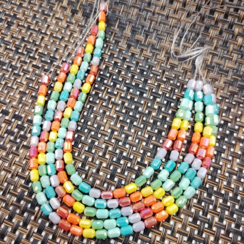 Perle Di Vetro Cilindriche Sfaccettate Colorate Galvanizzate Arcobaleno Perle Distanziatrici Sciolte Per Creazione Di Gioielli DIY