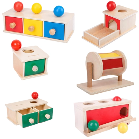Montessori Educational Toys Wood Object Permanence Box Sensory Training Hand Eye Coordination Early Learning Toddlers