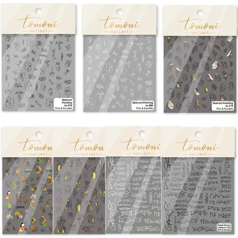 Nail Art Stickers Ultra Thin Adhesive Decals Abstract Line Face Flower Minimalist DIY Manicure Decoration For Women