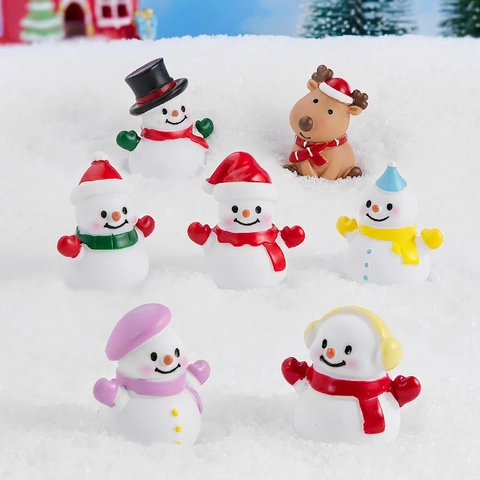 Harz Weihnachten Schneemann Miniatur Figuren Desktop Dekor Mikro Landschaft Cartoon Feiertag Ornament Haus Garten Dekoration