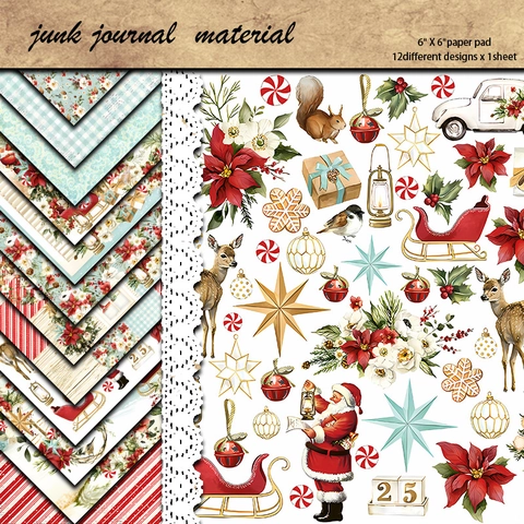 Carta Per Scrapbook Di Natale Cartoncino Pesante Retro Babbo Natale Renna Materiale Per DIY Junk Journal Artigianato