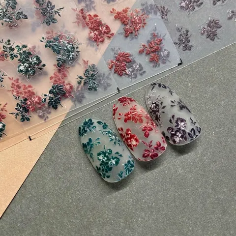 Adesivi Per Unghie Fiore Retrò Sottile Resistente Adesivo Rilievo Motivi Floreali Decorazione Manicure