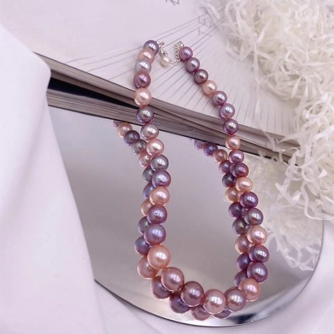 Baroque Freshwater Pearl Necklace For Women Colorful Edison Pearl Clavicle Chain Retro Oversized 925 Sterling Silver Jewelry