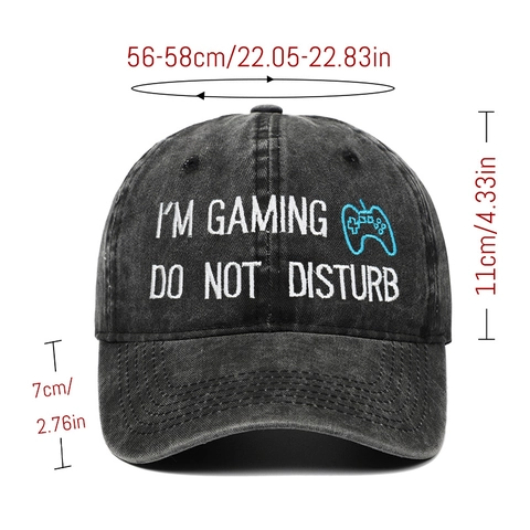 Washed Cotton Baseball Cap I'm Gaming Do Not Disturb Letter Embroidery Distressed Vintage Sun Hat For Men Women Gamers