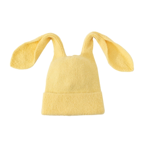 Süße Hasenohren Beanie Mütze Lange Kaninchenohren Plüsch Strick Winter Warm Winddicht Weich Kawaii Kopfbedeckung Damen