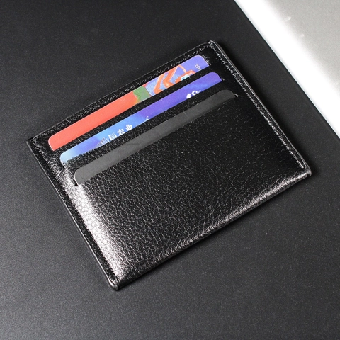 Minimalist Litchi Texture PU Leather Card Holder Ultra Thin Multi Slot Wallet Business Slim Card Case For Men And Women