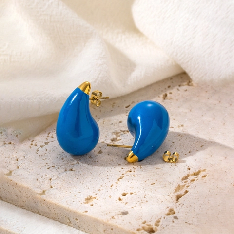 Teardrop Emaille Ohrringe Edelstahl Wassertropfen Glasur Eleganter Modeschmuck Für Damen Luxus Buntes Design