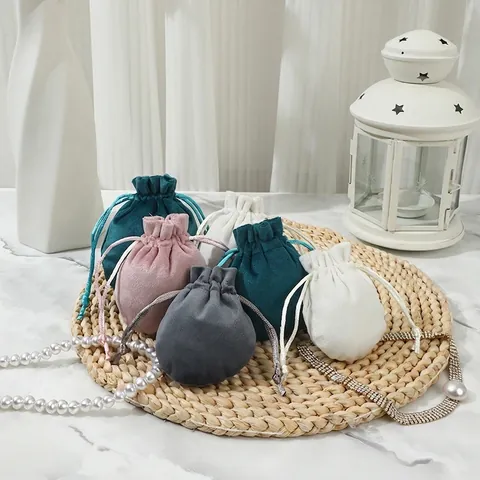 Sacchetti Per Gioielli In Velluto Buste Regalo Con Coulisse Fondo Rotondo Custodia Per Orecchini Collane Braccialetti Morbido