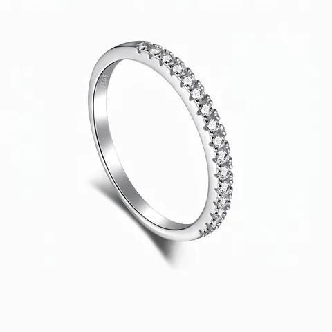 Eternity Ring 925 Sterling Silver Round Zirconia Stackable Wedding Band Minimalist Fine Jewelry For Women