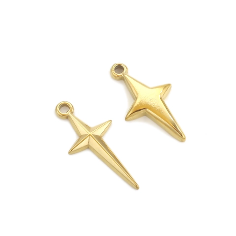 North Star Cross Pendants Stainless Steel 18K Gold Plated DIY Jewelry Making Charms For Necklaces Earrings Bracelets Accessory