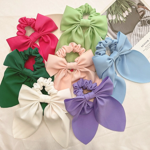 Scrunchie Oversized Bow Satin Long Streamer Hair Tie Elegant Sweet Versatile Hair Accessories For Women Girls