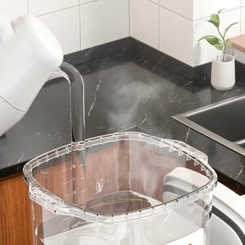 Récipient De Stockage De Farine Hermétique Seau À Riz En Plastique Organisateur De Cuisine Étanche Avec Poignée Pot Scellé Transparent