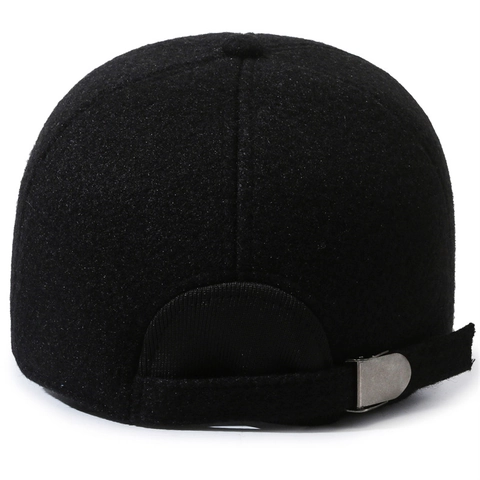 Herren Winter Baseballkappe Wollfilz Mit Ohrenschutz Warm Winddicht Verstellbare Metallschnalle Outdoor Mode