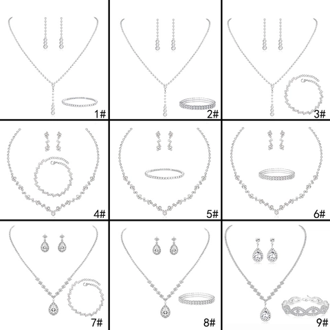 Élégant Ensemble Bijoux Zirconia et Strass Métal Pendentif Goutte d'eau Collier Bracelet Boucles d'oreilles pour Mariage Fête Demoiselle d'honneur