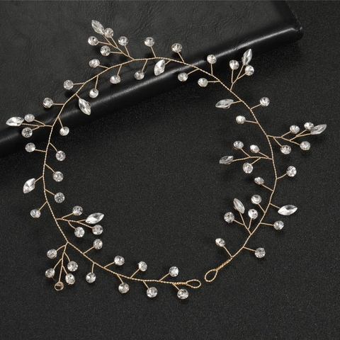 Handmade Crystal Rhinestone Wedding Hair Vine Flexible Alloy Wire Bridal Headband For Women Party Floral Headpiece