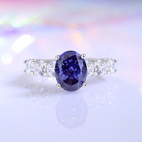 S925 Sterling Silver Ring For Women Oval Cubic Zirconia Gemstone Elegant Jewelry Anniversary Engagement Minimalist Gift