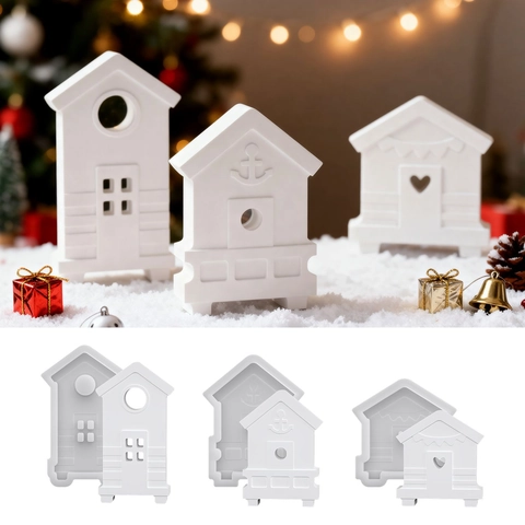 Seaside House Shape Silicone Mold For DIY Resin Crafting Aromatherapy Gypsum Desktop Ornament Heart Anchor Design