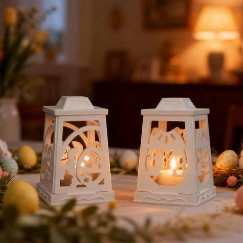 Silicone Mold For Easter Hollow Lantern Candle Holder DIY Splicing Rabbit Egg Patterns Night Light Decorative Craft