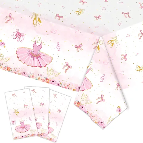 Ensemble Fournitures Fête Thème Ballet Rose Cygne Tutu Assiettes Papier Jetables Gobelets Serviettes Nappe Couverts Filles
