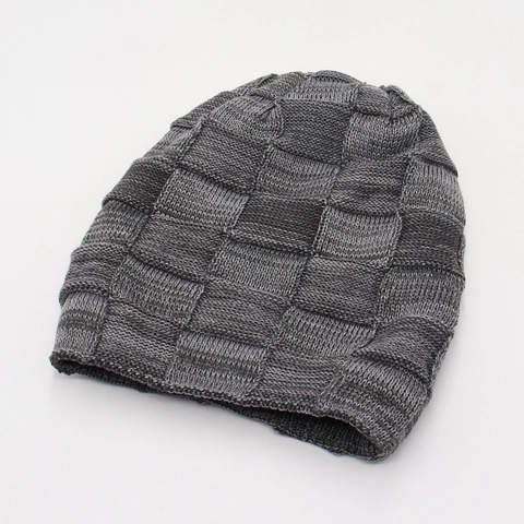 Berretto In Maglia Invernale Caldo Cotone Acrilico Foderato In Ecopelliccia Trama A Scacchi Antivento Unisex