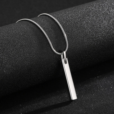 Collana Da Uomo Con Pendente A Barra Verticale Minimalista Acciaio Inossidabile Finitura A Specchio Gioielli Geometrici