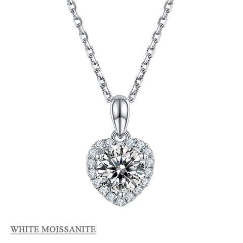925 Sterling Silver Moissanite Heart Pendant Necklace For Women Halo Setting Water Drop Pear Shape Fine Jewelry Gift