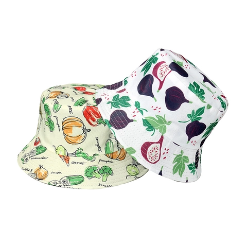 Chapeau Bob Polyester Protection Solaire Extérieur Plage Imprimé Légumes Fruits Unisexe