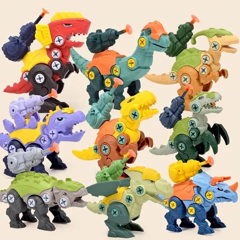 DIY Assembly Dinosaur Toys Plastic Detachable Screw Building Catapult Launcher Educational Model For Kids Boys Girls