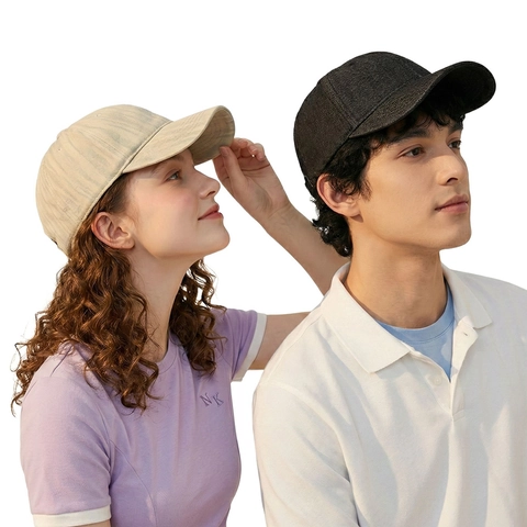 Retro Washed Denim Baseball Cap Solid Color Cotton Adjustable Buckle Soft Top Casual Sun Hat For Men Women