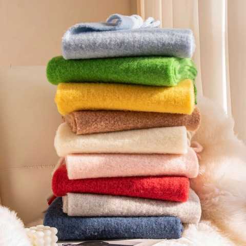 Winter Schal Einfarbig Wolle Nylon Mischung Warm Dick Lang Fransen Pashmina Stil Tuch Für Damen Herren Kaltes Wetter Mode
