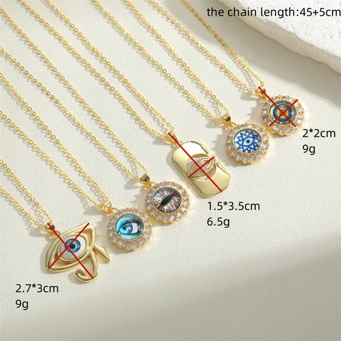 Collana Con Pendente Malocchio Rame Placcato Oro Con Zircone E Resina Gioielli Moda Boho Per Donna