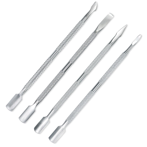 Stainless Steel Double Ended Cuticle Pusher Nail Remover Tool For Manicure And Pedicure Non Slip Handle Dead Skin Cleaner