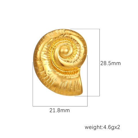 Orecchini a Spirale in Acciaio Inossidabile Placcato Oro 18K Stile INS Francese Conchiglia Martellata Irregolare