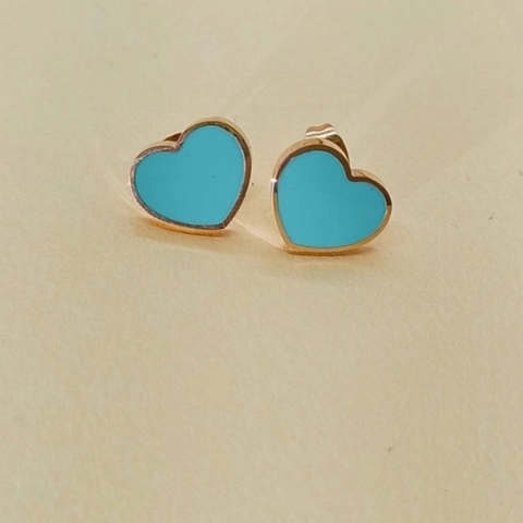 Heart Stud Earrings Titanium Steel Colorful Enamel Drip Oil Minimalist Ins Style Sweet Small Jewelry Accessory For Women