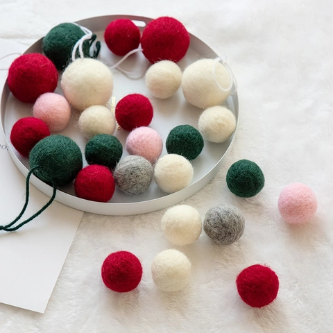 Handmade Wool Felt Balls Colorful Pom Poms Christmas Tree Hanging Ornaments For Wreath Garland DIY Crafts Home Decor