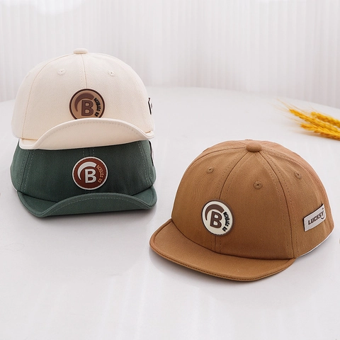 Berretto Da Baseball Per Neonato Cotone Tesa Morbida Cappello Con Visiera Lettera B Protezione Solare Bambini