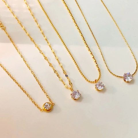 Ronde Zirkonia Hanger Ketting Titanium Staal Minimalistisch Elegant Sieraden Voor Dames