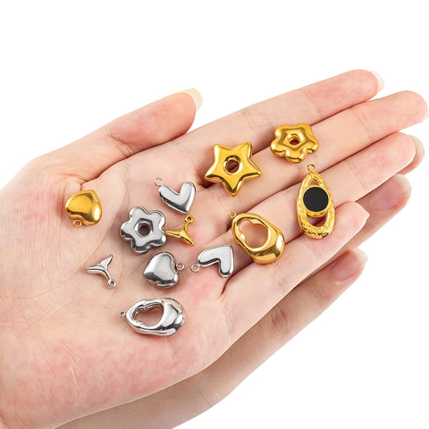 Edelstahl Anhänger Charms Herz Blume Stern Walflosse Formen Für DIY Schmuckherstellung Halsketten Armbänder Polierte Metallaccessoires