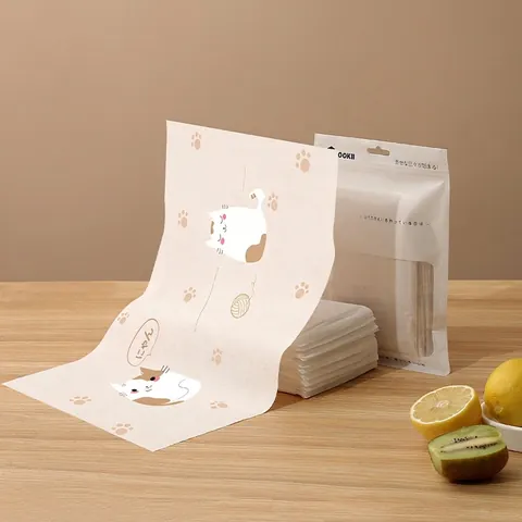Manteles Individuales Desechables Revestidos De PE Impermeables Resistentes Al Aceite Borde Adhesivo Patrón Gato Dibujos Animados Bebés