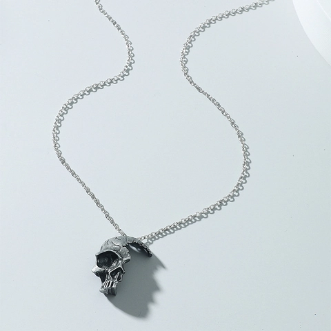 Collier Pendentif Crâne Rétro Alliage Acier Inoxydable Style Punk Rock Gothique Bijoux Hommes
