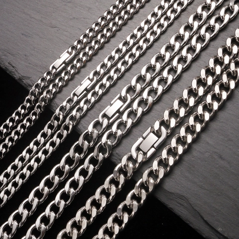 Stainless Steel Cuban Link Chain Necklace With Jewelry Clasp Hip Hop Streetwear Style For Men And Women